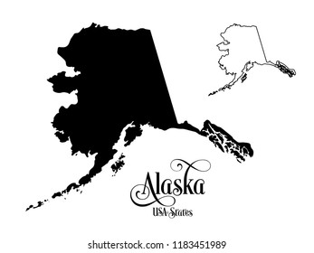 Map of The United States of America (USA) State of Alaska - Illustration on White Background