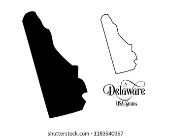 Map of The United States of America (USA) State of Delaware - Illustration on White Background