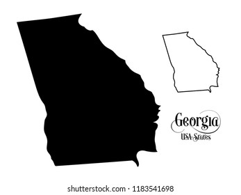 Map of The United States of America (USA) State of Georgia - Illustration on White Background