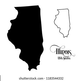 Map of The United States of America (USA) State of Illinois - Illustration on White Background