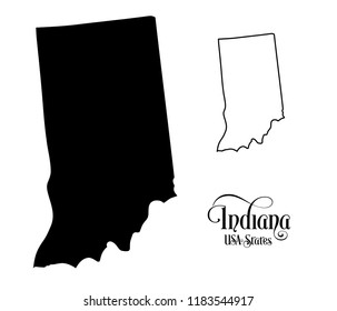 Map of The United States of America (USA) State of Indiana - Illustration on White Background