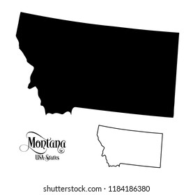 Map of The United States of America (USA) State of Montana - Illustration on White Background