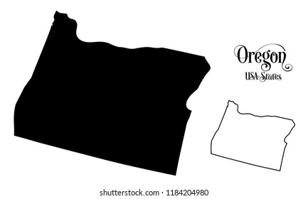 Map of The United States of America (USA) State of Oregon - Illustration on White Background