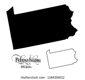 Map of The United States of America (USA) State of Pennsylvania - Illustration on White Background