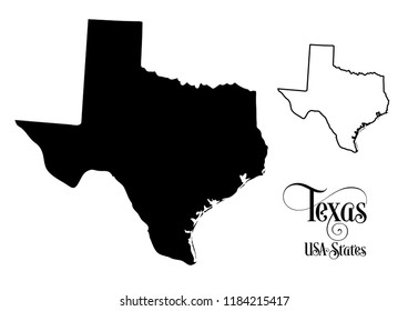 Map of The United States of America (USA) State of Texas - Illustration on White Background