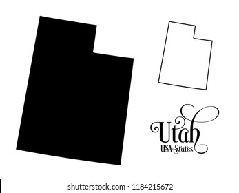 Map of The United States of America (USA) State of Utah - Illustration on White Background