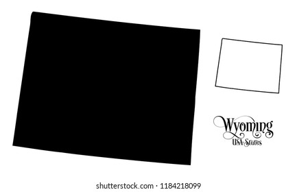 Map of The United States of America (USA) State of Wyoming - Illustration on White Background