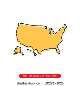 Map of United States of America (USA) vector design template. Simple style with editable stroke.