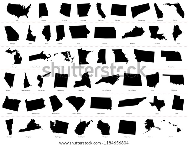 Map of The\
United States of America (USA) Divided States Maps Silhouette\
Illustration on White\
Background
