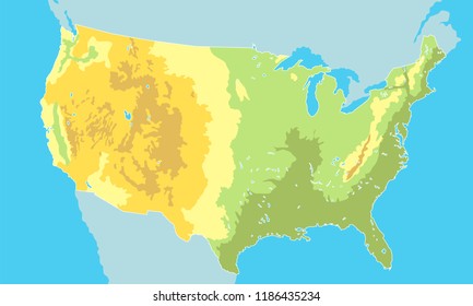 Map of United States of America, vector illustration.