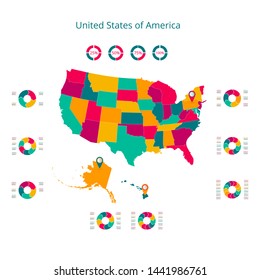 Map Of The United States Of America. Vector Image Of A Global Map In The Form Of Regions (regions) In Italy. Easy To Edit