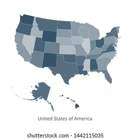 Map Of The United States Of America. Vector Image Of A Global Map In The Form Of Regions (regions) In Italy. Easy To Edit