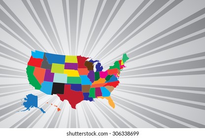 Map of The United States of America - Vector Illustration