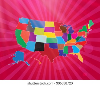 Map of The United States of America - Vector Illustration