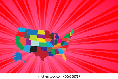 Map of The United States of America - Vector Illustration