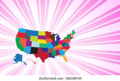 Map of The United States of America - Vector Illustration