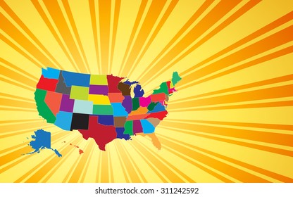 Map of The United States of America - Vector Illustration