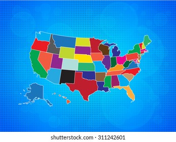 Map of The United States of America - Vector Illustration