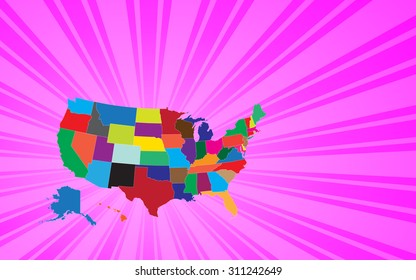 Map of The United States of America - Vector Illustration