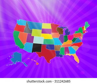 Map of The United States of America - Vector Illustration