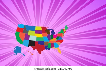 Map of The United States of America - Vector Illustration