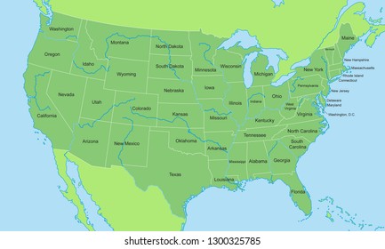 Map of United States of America (with German inscription)