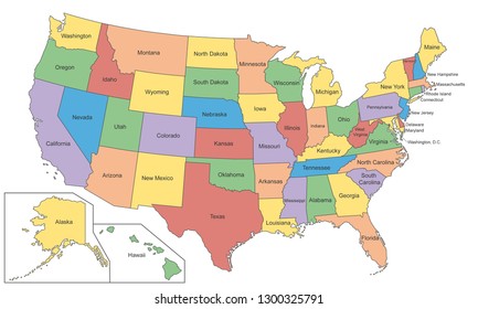 Map of United States of America (with German inscription)