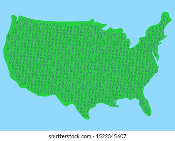 Map of United States of America word cloud Vector illustration