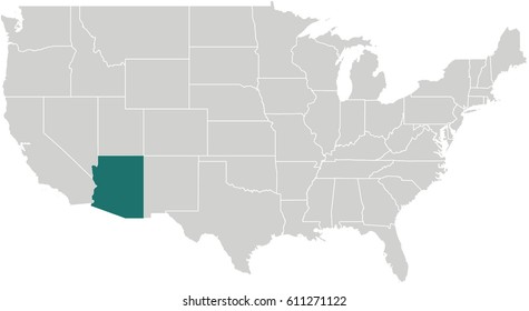 Map of United States with Arizona Highlighted