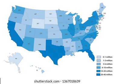 Map of the United States by population