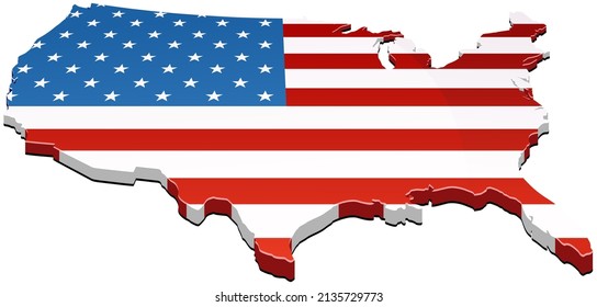 Map of the United States in the colors of the American flag (cutout)