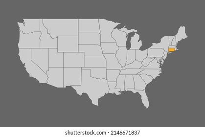 Map of United States with Connecticut highlight