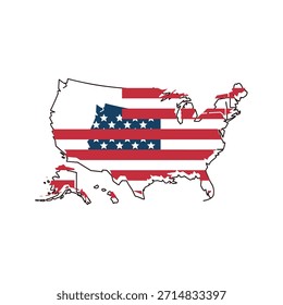 Un mapa de los Estados Unidos lleno de las icónicas estrellas y rayas de la bandera.