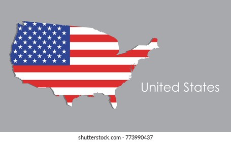 Map Of United states With Flag