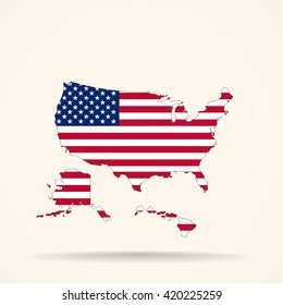 Map of United States in United States flag colors

