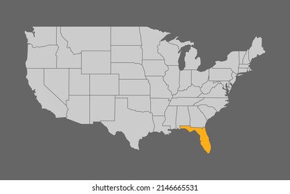 Map of the United States with Florida highlight