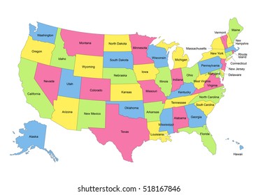 Map of United States with Hawaii and Alaska