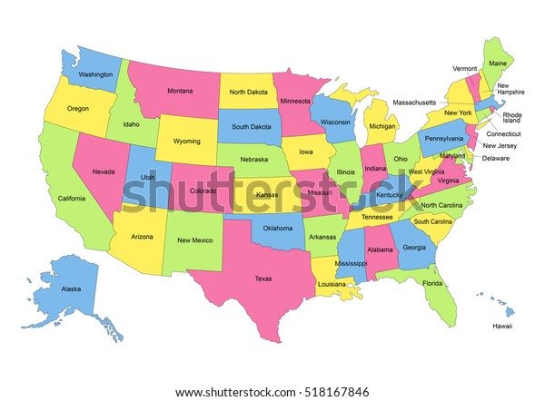 Map United States Hawaii Alaska Stock Vector Royalty Free 518167846