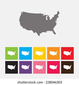 Map Of United States Icon - Vector