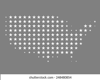 Map of United States made of stars, vector illustration