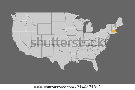 Map of United States with Massachusetts highlight
