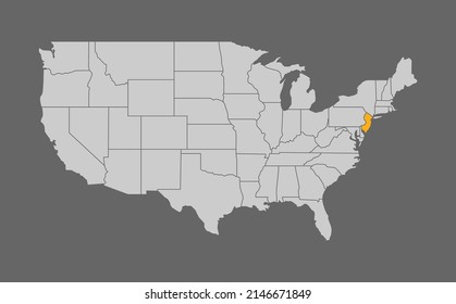 Map of the United States with New Jersey highlight