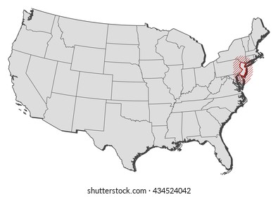 Map - United States, New Jersey
