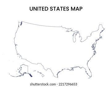 Map Of United States, Outline Map United States Vector Illustration, Map Of United States With An Outline. United States Map.