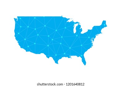Map of United States from Polygonal wire frame low poly mesh,United States map Vector Illustration EPS10.