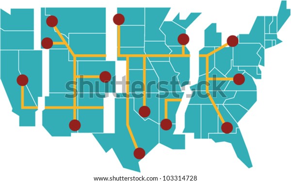 Map United States Separated Into Regions Stock Vector Royalty