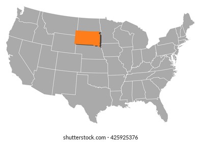 Map - United States, South Dakota