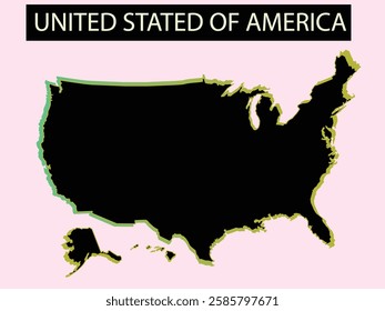 Map of the United States with state names and geographic 