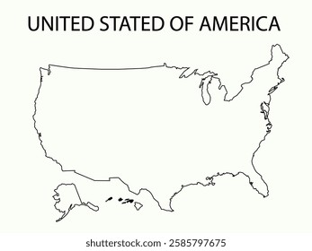 Map of the United States with state names and geographic 