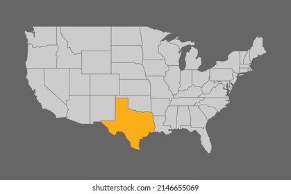 Map of the United States with Texas highlight